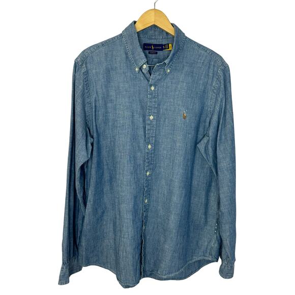 Ralph Lauren Other - Ralph Lauren Men's Chambray Long Sleeve Shirt Classic Fit Cotton Blue Pony XL
